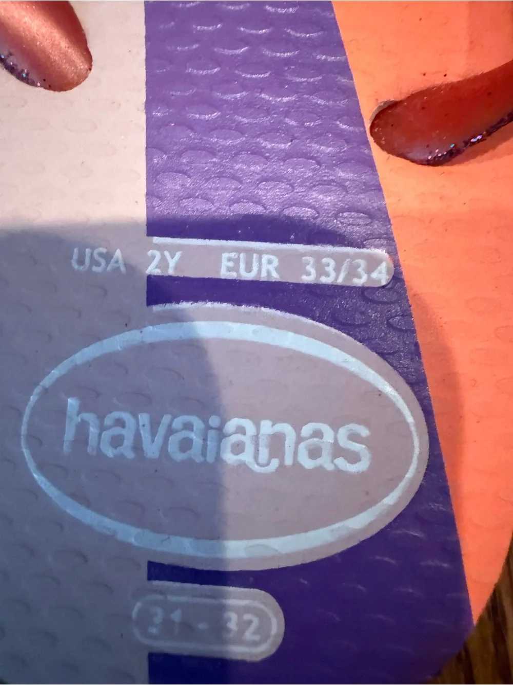 BNWTHavaianas Purple and Orange Kids Flip Flops
